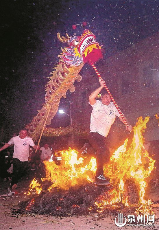 海神巡境活动中的舞龙 （庄丽祥 摄）