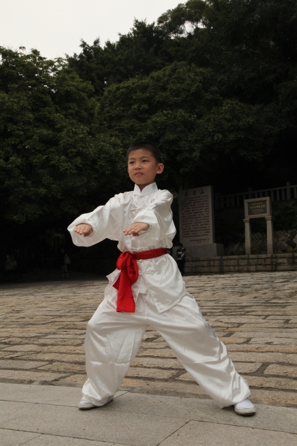 图69 桃源育英武馆武术队员的太祖拳表演 摄影:孙秀锦